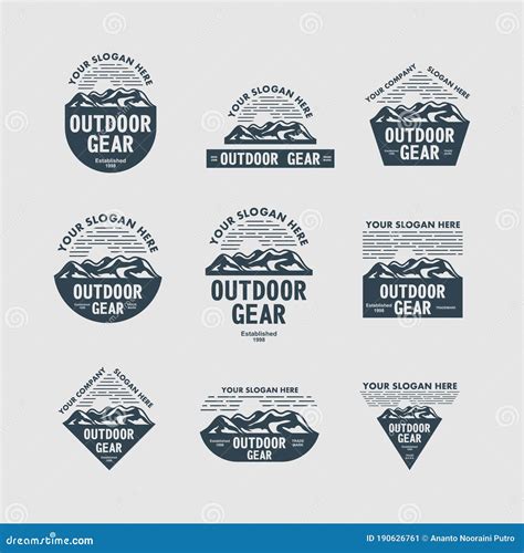 Outdoor Gear Logo Set Monogram Design Logo Inspiration Stock Vector - Illustration of mountain ...