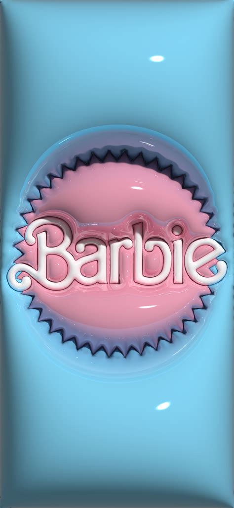 the word barbie is surrounded by an image of a pink bubble in front of a blue background