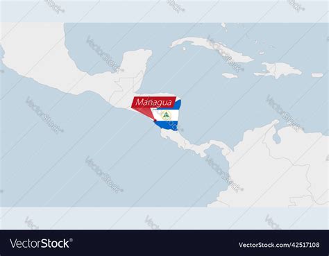 Nicaragua map highlighted in flag Royalty Free Vector Image