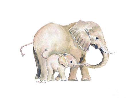 Mom And Baby Elephant Painting - pic-spatula