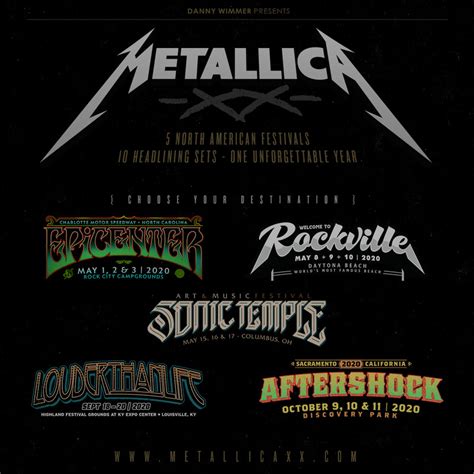 Metallica To Headline All Five Danny Wimmer Presents Hard Rock Festivals In 2020 With 2 ...