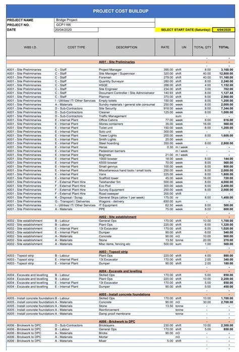 Construction Budget Excel Template / Cost Control Template - webQS