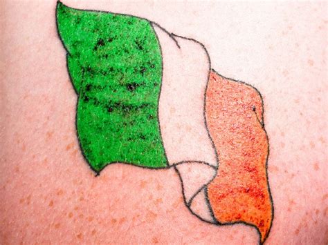 Coloured irish flag tattoo - Tattooimages.biz