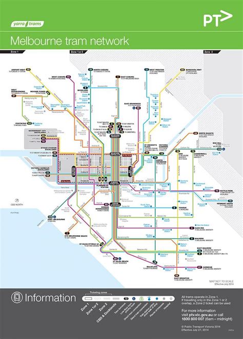 Tram map Melbourne - Ptv tram map (Australia)