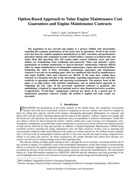 (PDF) Option-Based Approach to Value Engine Maintenance Cost Guarantees and Engine Maintenance ...