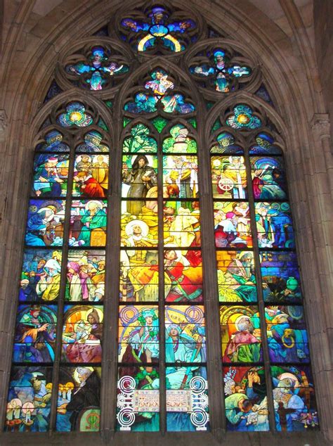 Alfonse Mucha's Stained Glass in St. Vitus's Cathedral | Stained glass angel, Stained glass ...