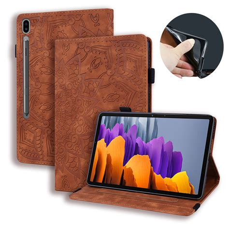 Galaxy Tab S7 Case, Dteck Muilt-angle Standing Embossed PU Leather Folio Flip Stand Case with ...