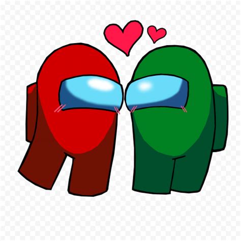 HD Among Us Red Love Green Characters Valentines Day PNG | Citypng