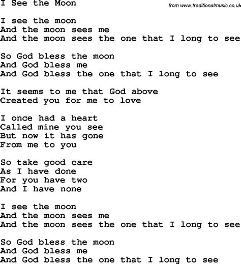 Christian Childrens Song: I See The Moon Lyrics