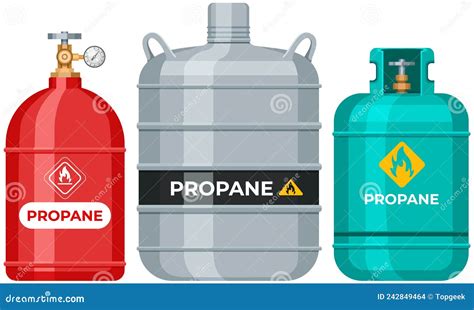 Gas Tanks. Compressed Oxygen Propane Dangerous Cylinder Tanks Vector ...