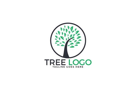 Green circle tree vector logo design.