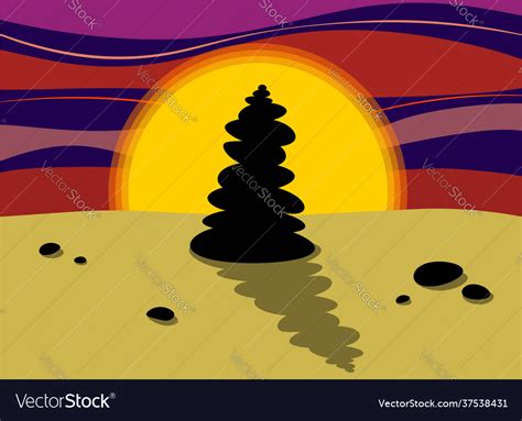 Silhouette a pyramid stones at sunset rocks Vector Image