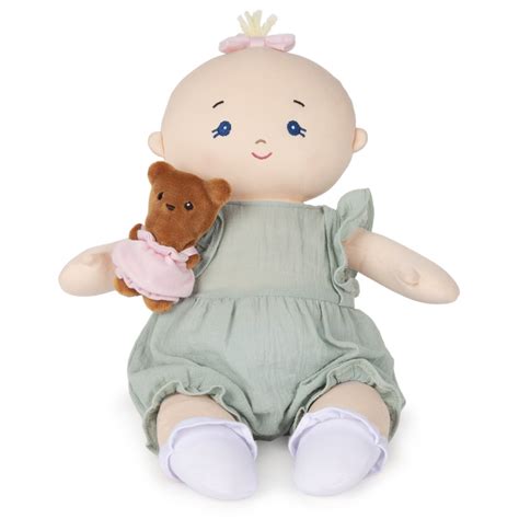 GUND Baby Doll with Teddy Bear Plush Blonde, Green Romper 9" Doll ...