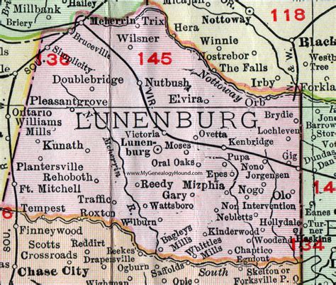 Lunenburg County, Virginia, Map, 1911, Rand McNally, Victoria ...