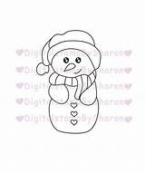 Snowman Digital Stamp  Winter Coloring Page sketch template