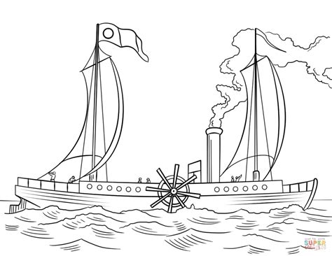 Robert Fulton's Steamboat Clermont coloring page | Free Printable Coloring Pages | Boat drawing ...