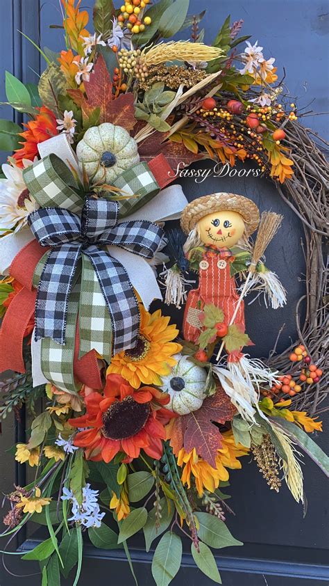 Fall Wreath, Fall Wreath For Front Door, Sunflower Wreath, Autumn Wreath, Thanksgiving Wreath ...