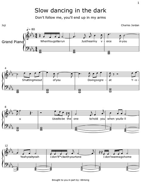 Slow dancing in the dark - Sheet music for Piano