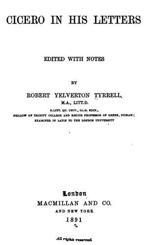 Cicero in his letters by Cicero | Open Library