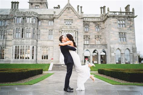 Romantic Wedding Kiss at Adare Manor Castle, Ireland