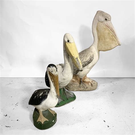 1950's Concrete Garden Pelican Statues - Vampt Vintage Design