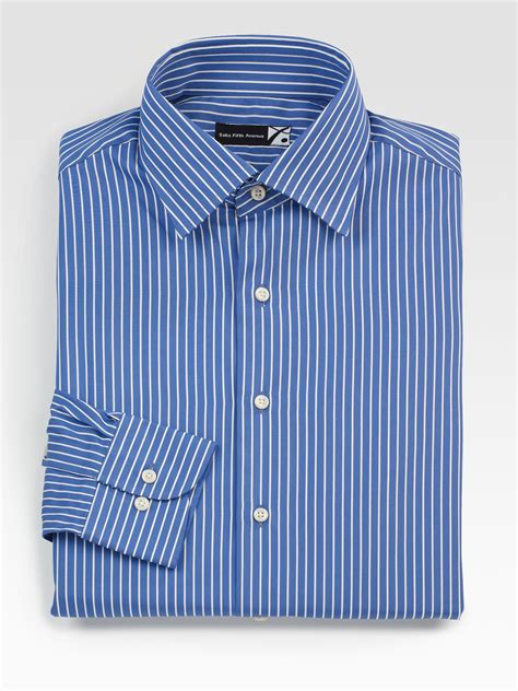 Saks fifth avenue Striped Dress Shirt in Blue for Men | Lyst