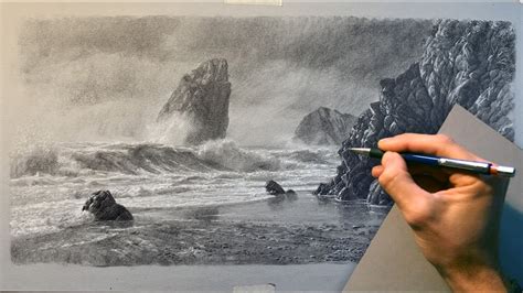 How To Draw An Seascape With Pencil : Artventure Contest Charcoal Seascape Steemit - Things you ...