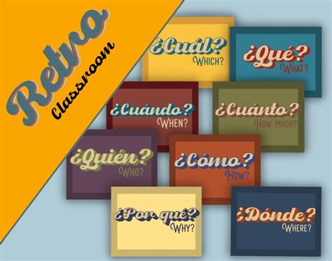 Spanish Question Words Poster Set with Translations Retro - Etsy