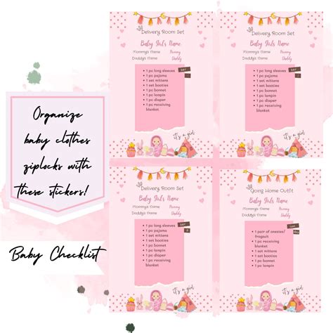 Baby Girl Pink Editable Hospital Documents Sticker Labels - Etsy