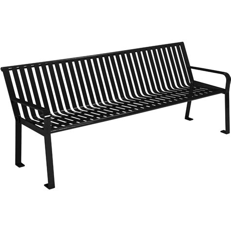 a black metal bench sitting on top of a white background