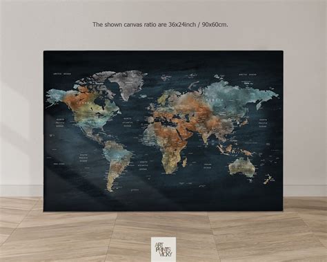 World Map Canvas World Map Detailed Canvas Print Map Canvas - Etsy