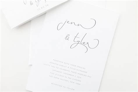 Jennifer Wedding Invitation Sample / Simple Wedding Invitations / Calligraphy Invitation ...