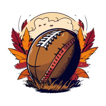 Fall Football Vector, Sticker Clipart An Orange Ball Falling Down On ...