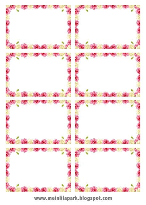 free digital rose frame png + printable tags - Rosenrehmen - freebie | MeinLilaPark