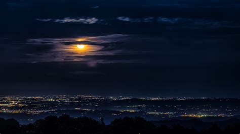 3840x2160 Moon Clouds Night City View 4k 4K ,HD 4k Wallpapers,Images ...