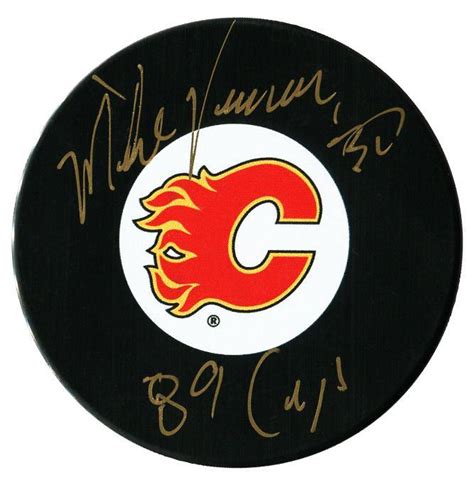 Mike Vernon Autographed Calgary Flames Stanley Cup Puck | CoJo Sport ...