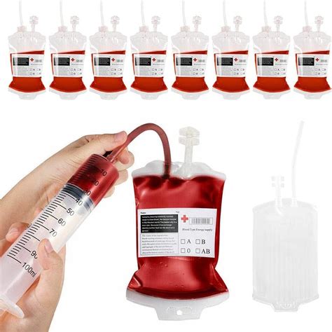 10pcs Blood Bag Drinks, Blood Bag, Reusable Drink Pouches, IV Blood ...