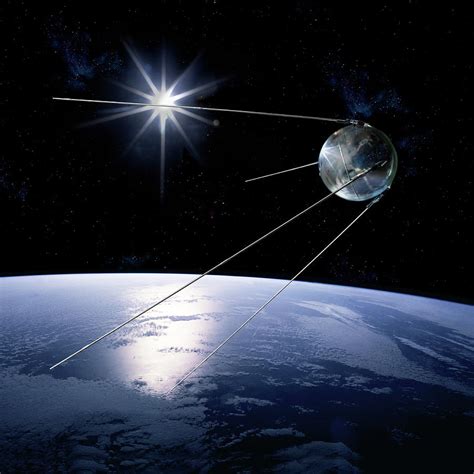 Sputnik 1 Satellite in Orbit Digital Art by Erik Simonsen