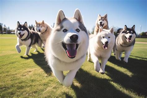 Premium Photo | Group of dogs playing outdoors