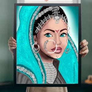 Indian Tribal Women With Blue Eyes & Sky Blue Dupatta Scarf - Etsy