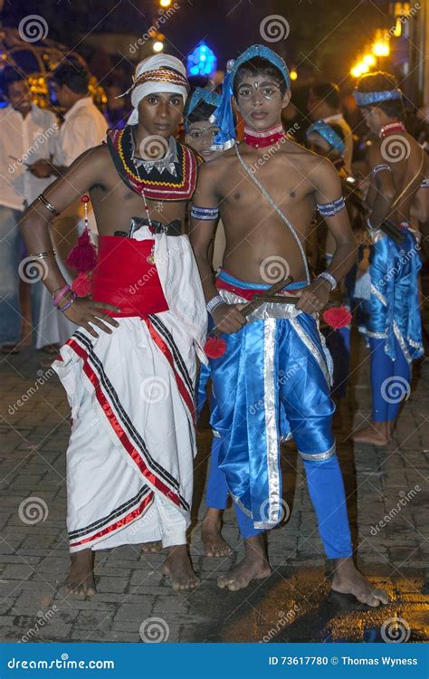 Two Dancers Dressed in Traditional Sri Lankan Costumes Wait for the ...