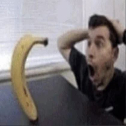 man shocked at sight of banana