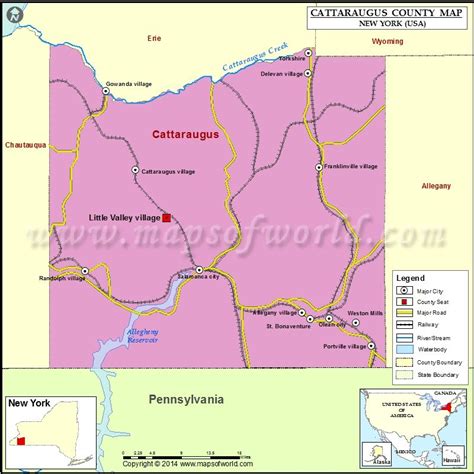 Cattaraugus County Map for free download. Printable map of Cattaraugus County, New York (USA ...