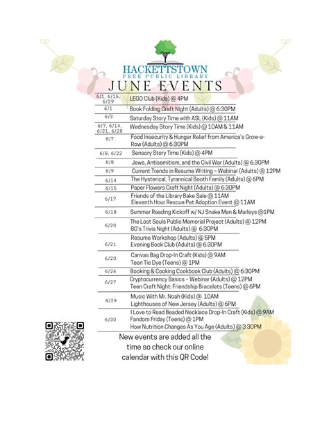 Hackettstown Library June Events | Inside Warren