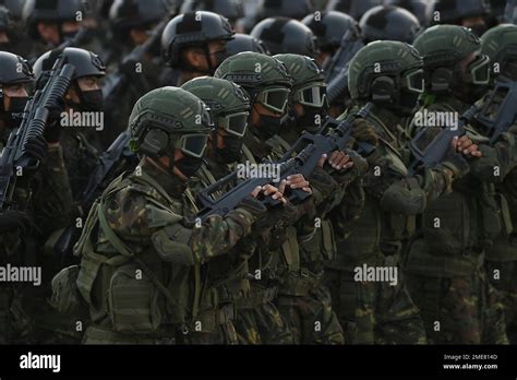 Soldiers march during a military parade marking Independence Day in ...