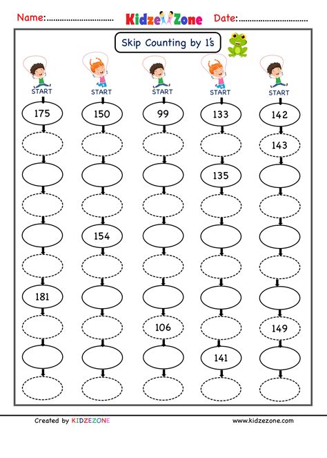 Grade 1 Math Number worksheets - Skip Counting by 1