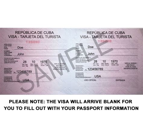 Tourist/Visa Card - Cuba Visa Services