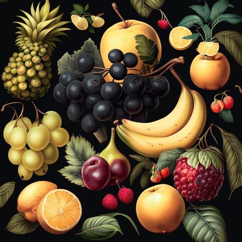 Premium Photo | A painting of fruit including bananas, bananas, and ...