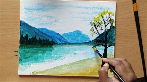 Mountain river nature watercolor painting for beginners/ Easy watercolor nature painting - YouTube