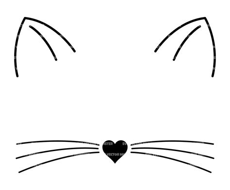 Cat Face Svg, Cat Ears, Nose, Whiskers Svg, Kitten Face Svg. Vector Cut File for Cricut ...